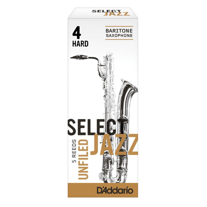RRS05BSX4H Select Jazz Unfiled Трости для саксофона баритон, размер 4, жесткие (Hard), 5шт, Rico