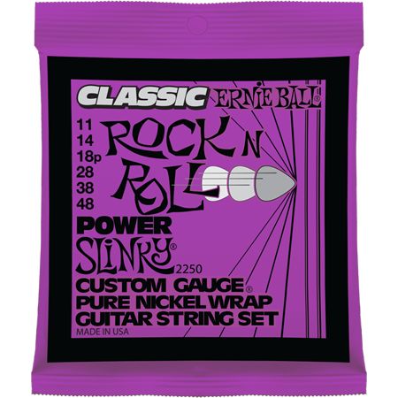 P02250 Pure Nickel Power Slinky Комплект струн для электрогитары, никель, 11-48, Ernie Ball