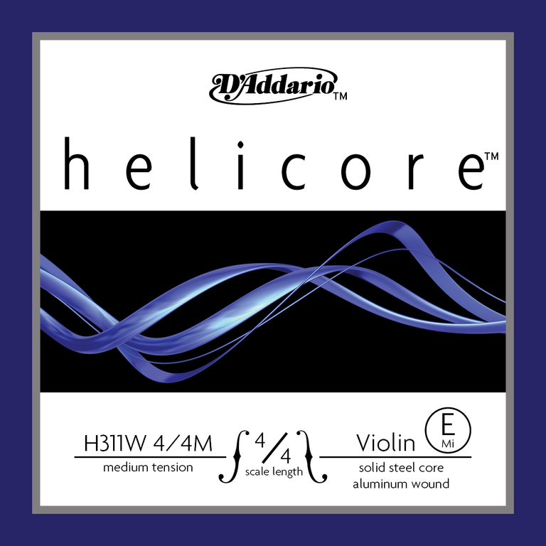 H311W-4/4M Helicore Отдельная струна Е/Ми для скрипки, среднее натяжение, D'Addario