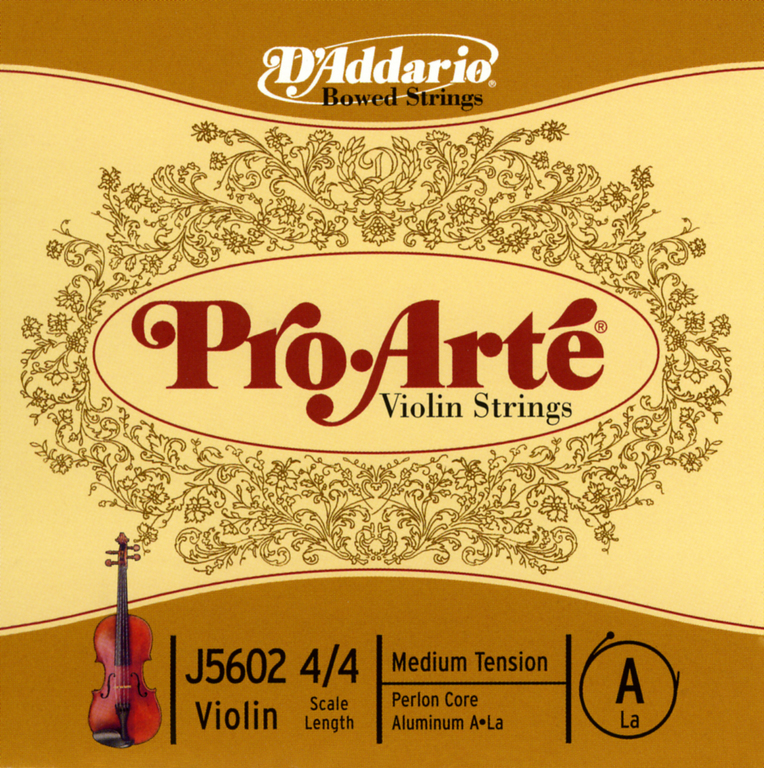 J5602-4/4M Pro-Arte Отдельная струна А/Ля для скрипки размером 4/4, среднее натяжение, D'Addario