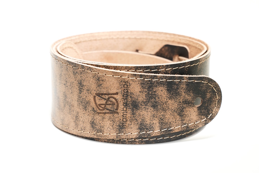 MB6061-128-1 Ремень для гитары, кожаный, пудра лофт, Mamba straps
