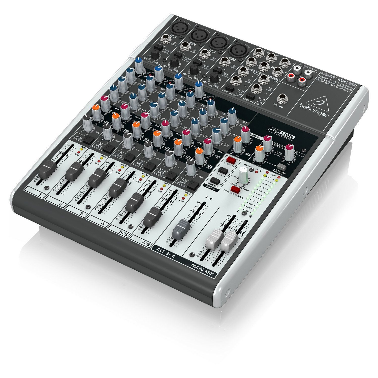 BEHRINGER 1204USB - микшер, 4 моновхода , 2 стереовхода, 2 AUX-шины, USB