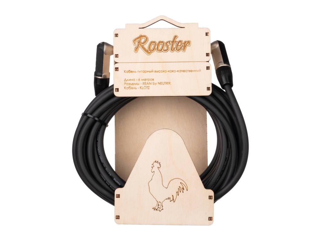RUS0606 Кабель инструментальный, 6м, угловые коннекторы, Rooster.