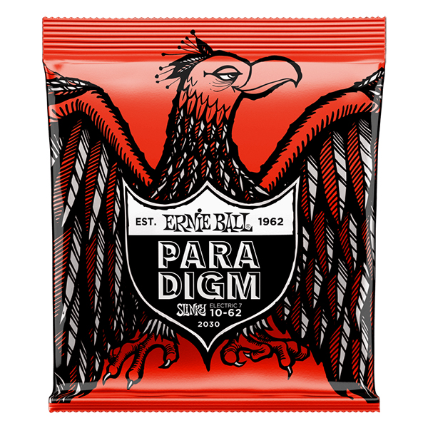 P02030 Paradigm Slinky Комплект струн для 7-струнной электрогитары, сталь, 10-62, Ernie Ball