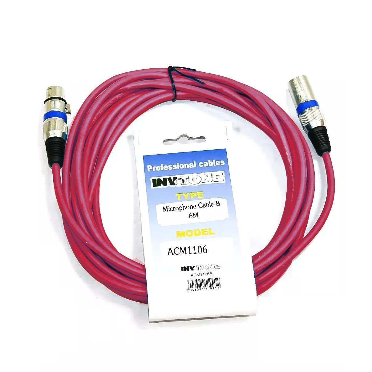 INVOTONE ACM1110 R - микрофонный кабель, XLR(папа) <-> XLR(мама), длина 10 м (красный)