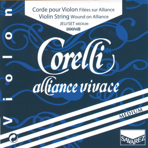 800MB Corelli Alliance Vivace Комплект струн для скрипки, среднее натяжение, шарик, Savarez