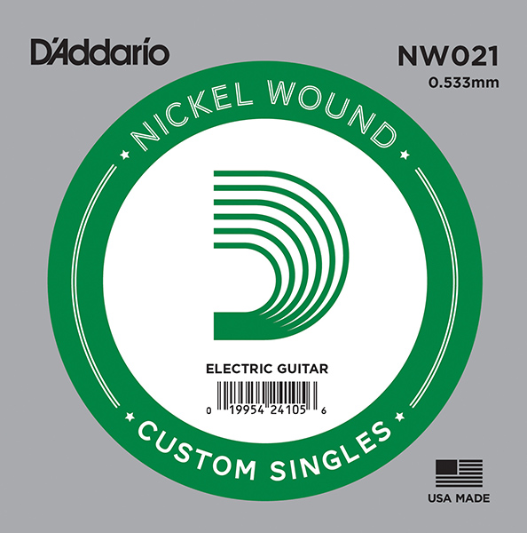 NW021 Nickel Wound Отдельная струна для электрогитары, .021, D'Addario