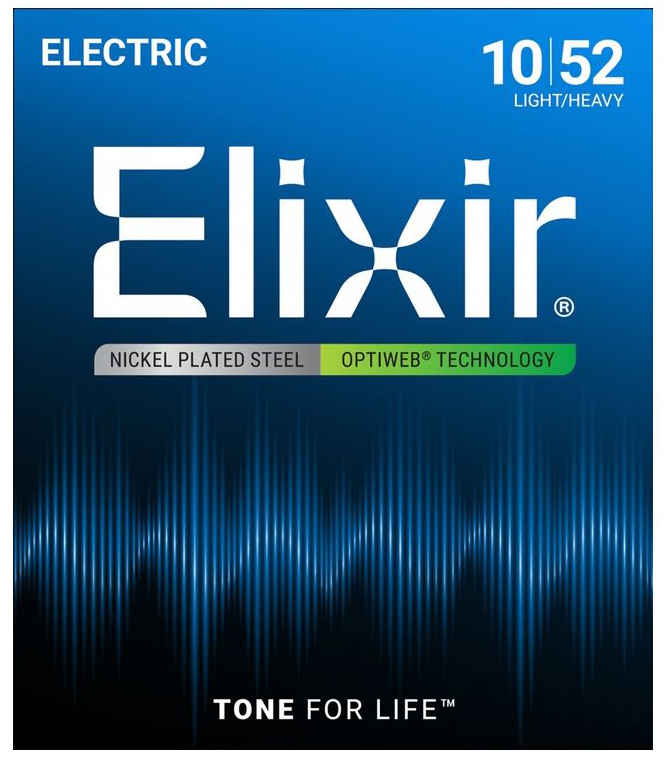 19077 Optiweb Комплект струн для электрогитары, никелированная сталь, Light/Heavy 10-52, Elixir
