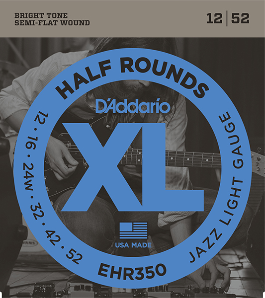 EHR350 Half Round Комплект струн для электрогитары, Jazz Light, 12-52, D'Addario