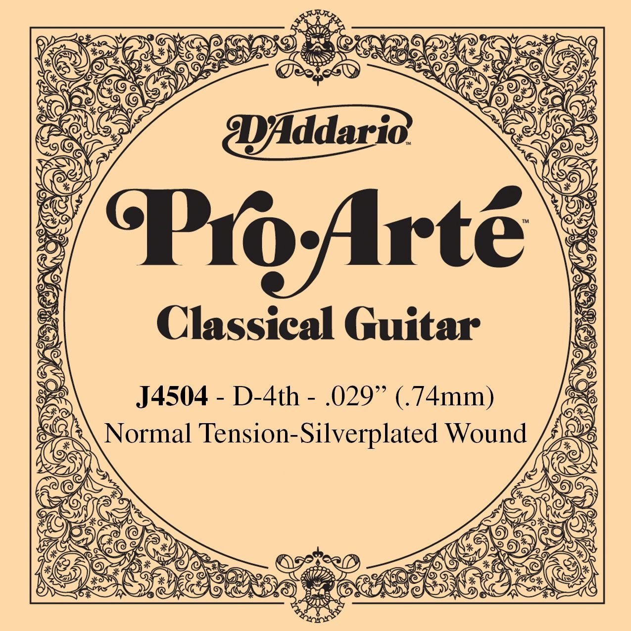 D'ADDARIO J4504 - струна нейлон для классической гитары, 4-я (D-Ре), серебро, упак. по 5 шт.