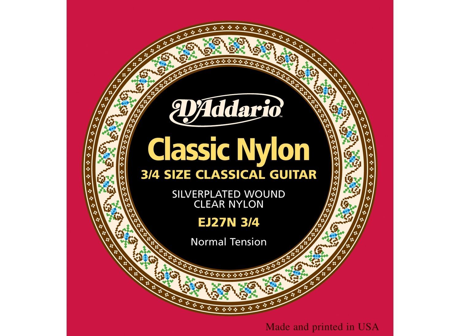 D'ADDARIO EJ27N 3/4 - струны для классической гитары 3/4, серебро (Silver), Normal Tension