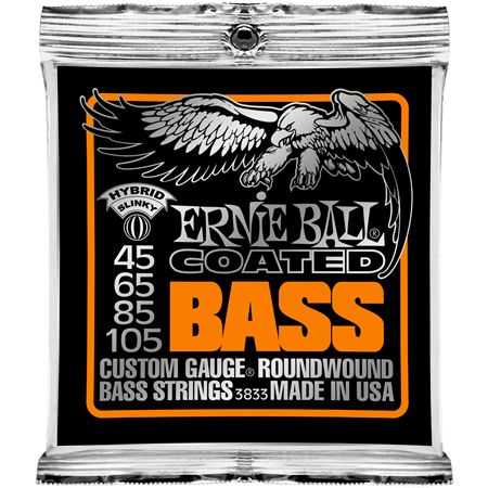P03833 Coated Hybrid Комплект струн для бас-гитары, с покрытием, 45-105, Ernie Ball