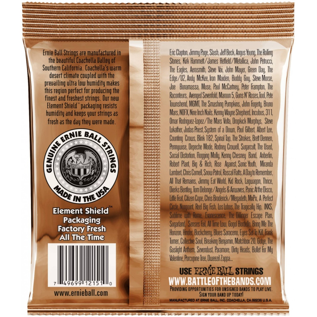 P02151 EARTHWOOD Комплект струн для акустической гитары, фосфорная бронза, 10-52, Ernie Ball