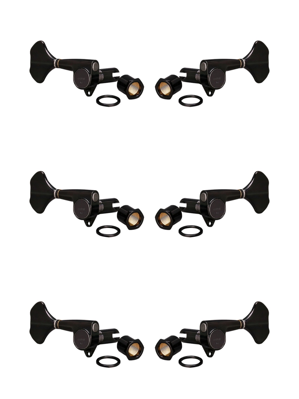 GB707-B-L3+R3 Колки для бас-гитары 3+3, черные, Gotoh