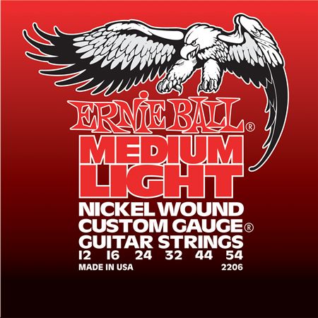 P02206 Nickel Wound Medium Light Комплект струн для электрогитары, никель, 12-54, Ernie Ball