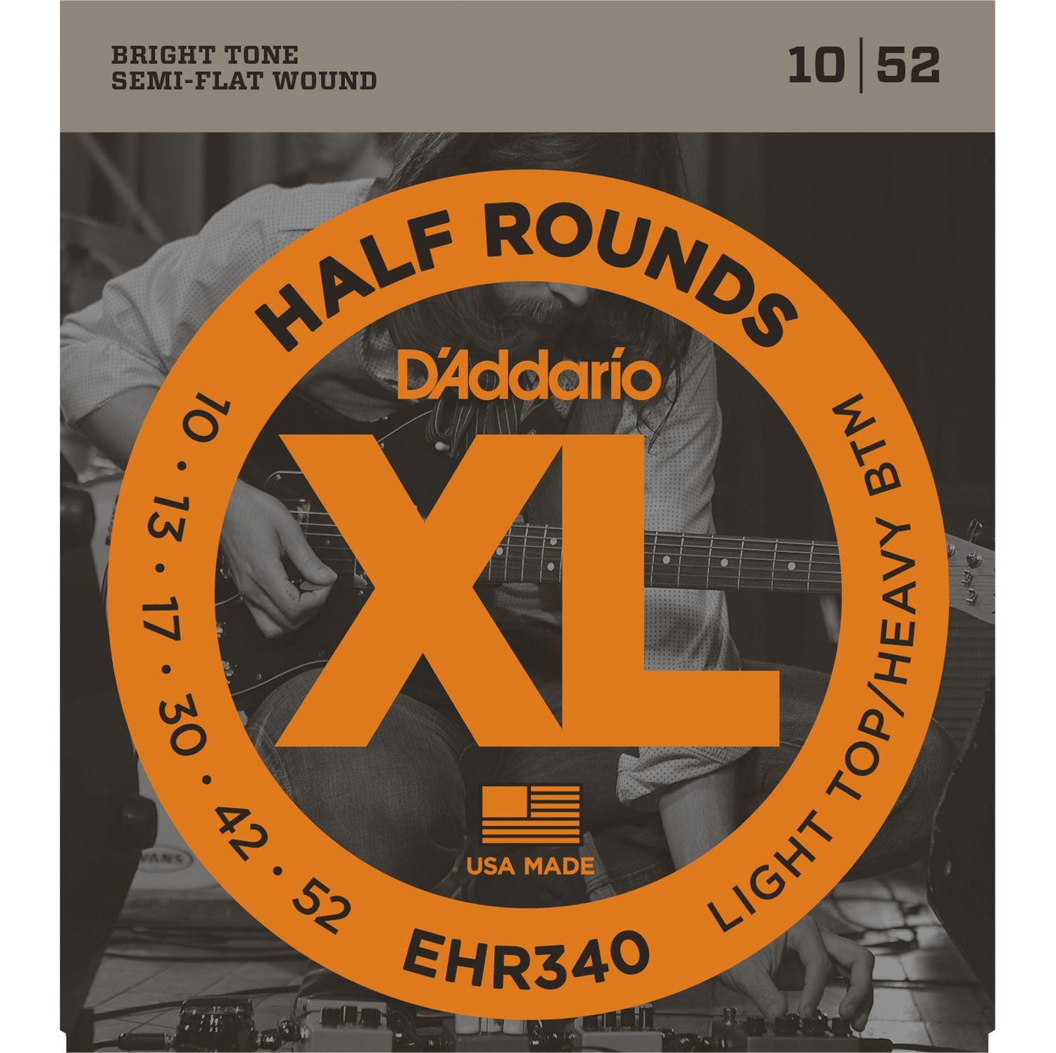 D'ADDARIO EHR340 - струны для электрогитары, Light/Heavy, калён.ст.,шлиф.опл, 10-52