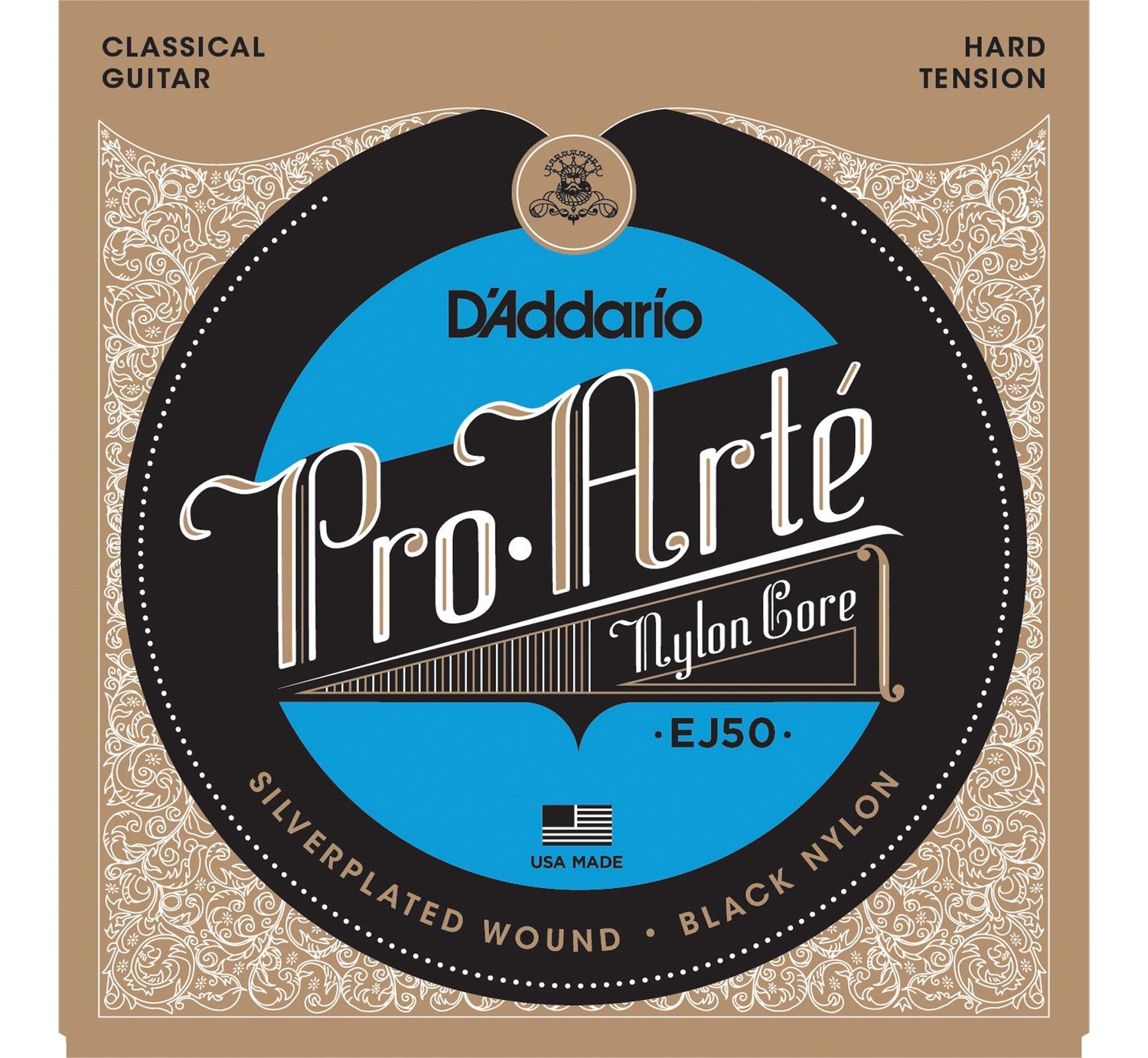 D'ADDARIO EJ50 - струны для классической. гитары, серебро, черный нейлон, натяжение-сильное