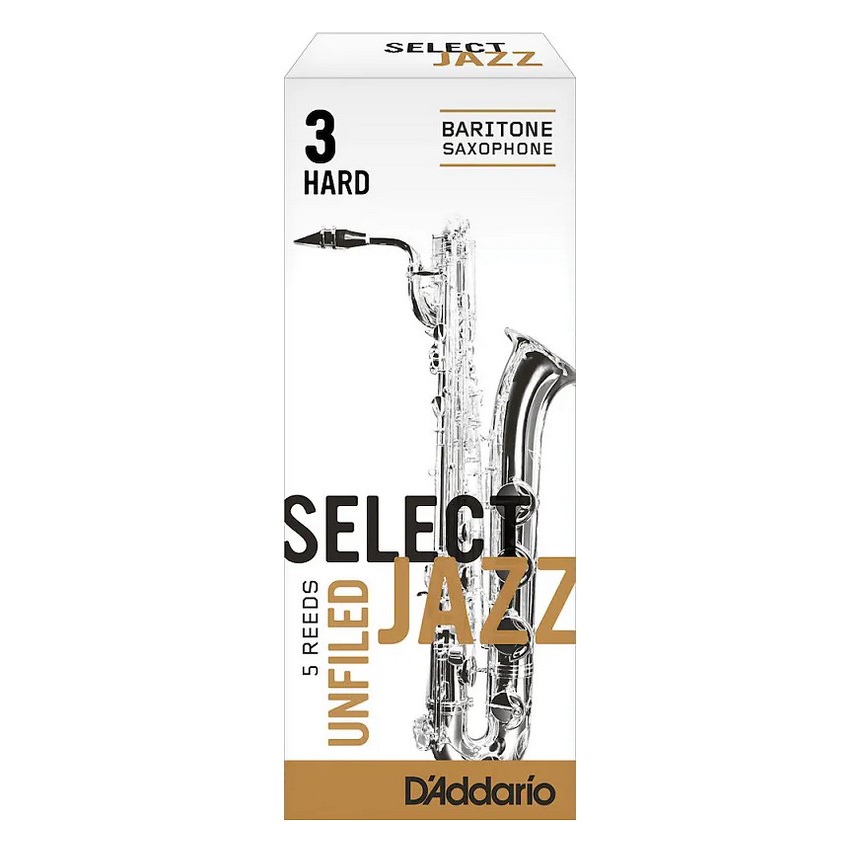 RRS05BSX3H Select Jazz Unfiled Трости для саксофона баритон, размер 3, жесткие (Hard), 5шт, Rico
