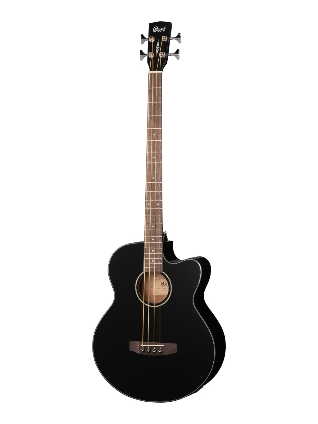 AB850F-BK-BAG Acoustic Bass Series Электро-акустическая бас-гитара, с вырезом, черная, Cort
