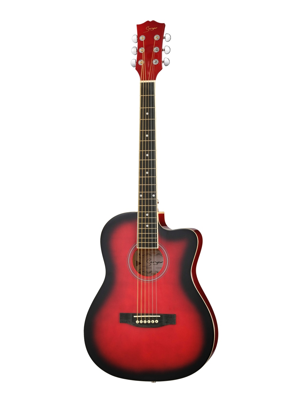 GA-H10-38-RD Акустическая гитара, с вырезом, красная, Smiger