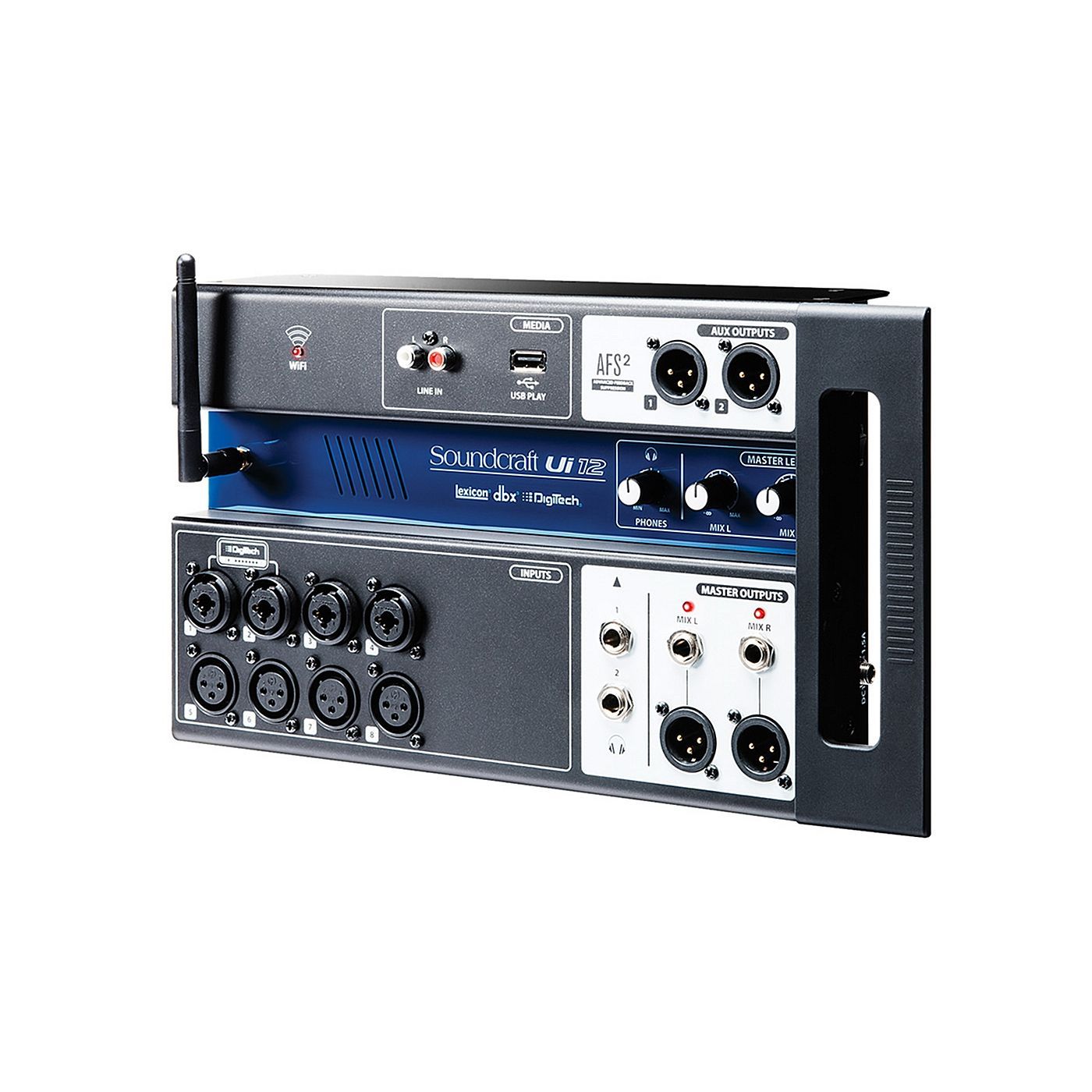 SOUNDCRAFT Ui-12 - рэковый микшер, 4 comboXLR входы mic/line, 4 XLR входы mic