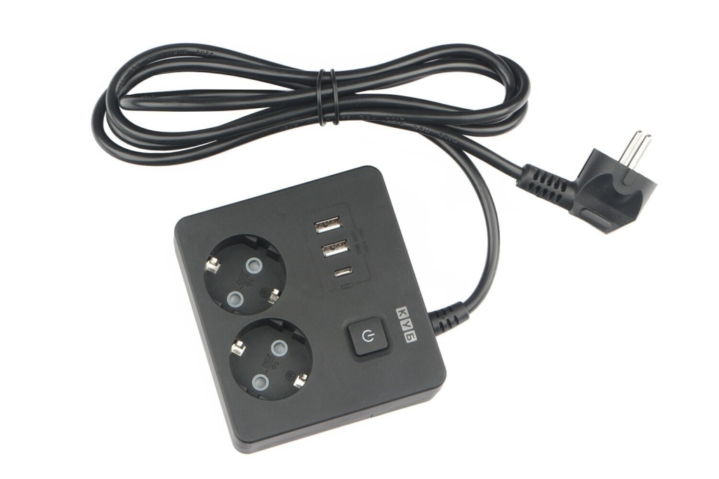 PC-1B-2M PowerCube Удлинитель, 2 розетки, 3 USB-порта, Электрическая мануфактура