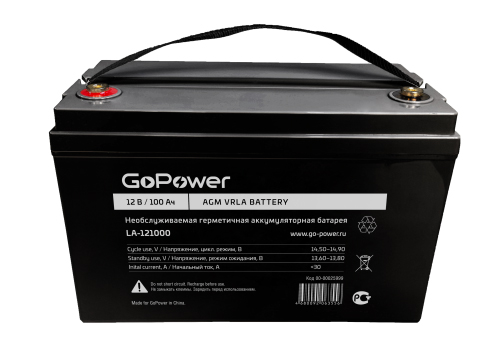 00-00025999 LA-121000 Аккумулятор cвинцово-кислотный 12В, GoPower