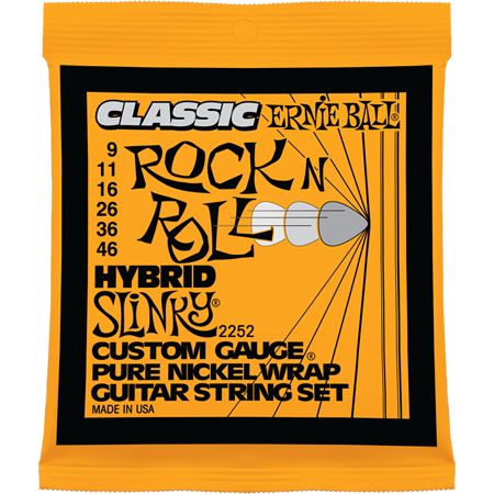 P02252 Pure Nickel Hybrid Slinky Комплект cтрун для электрогитары, никель, 9-46, Ernie Ball