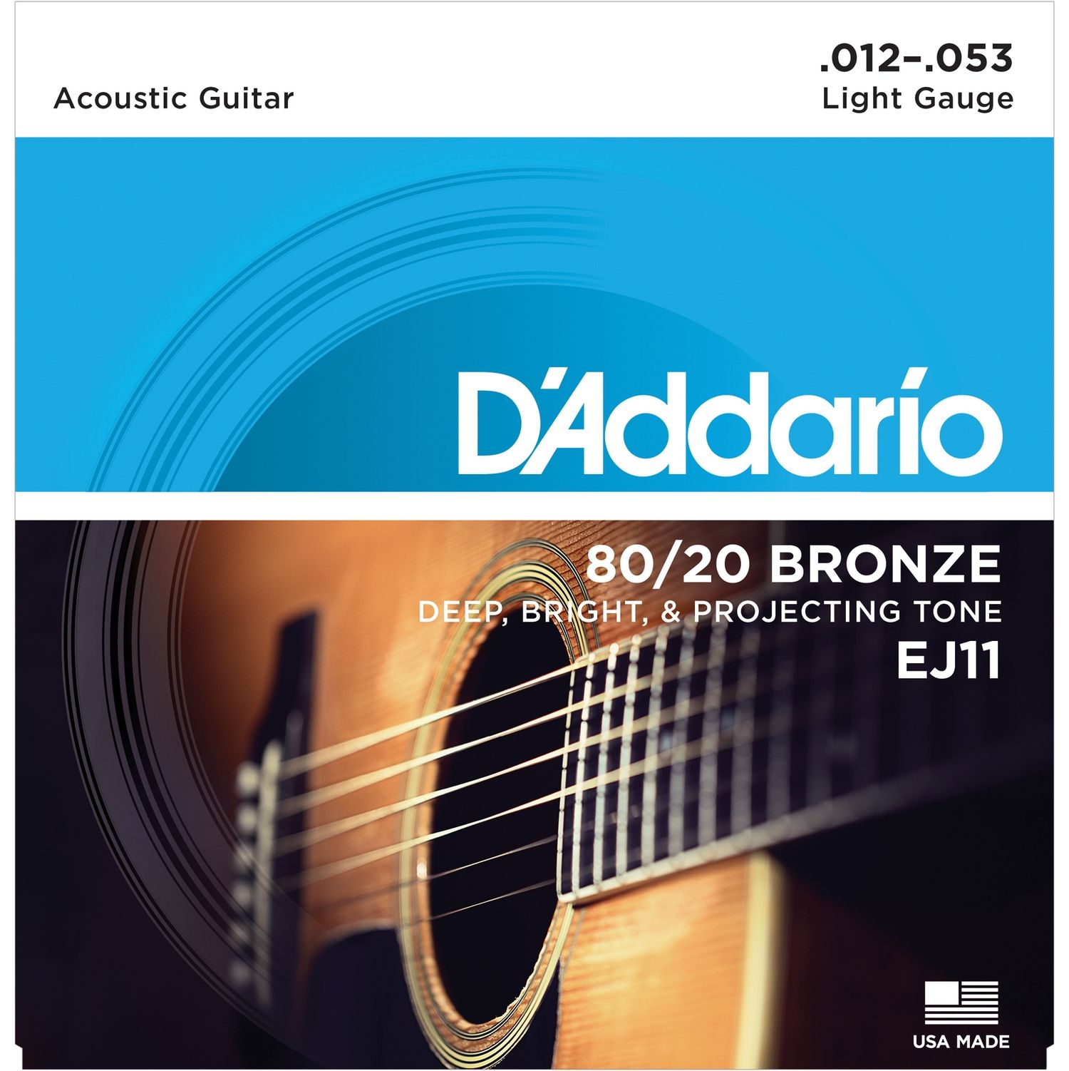 D'ADDARIO EJ11 - струны для акустической гитары, бронза 80/20, Light 12-53