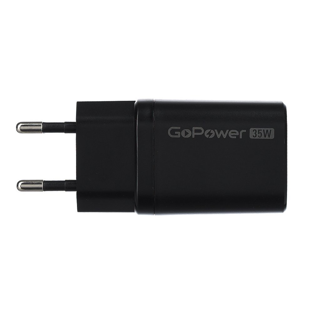 00-00028403 Сетевое З/У GPQC09 1USB+1Type-C 35W QC3.0 GAN черный, GoPower