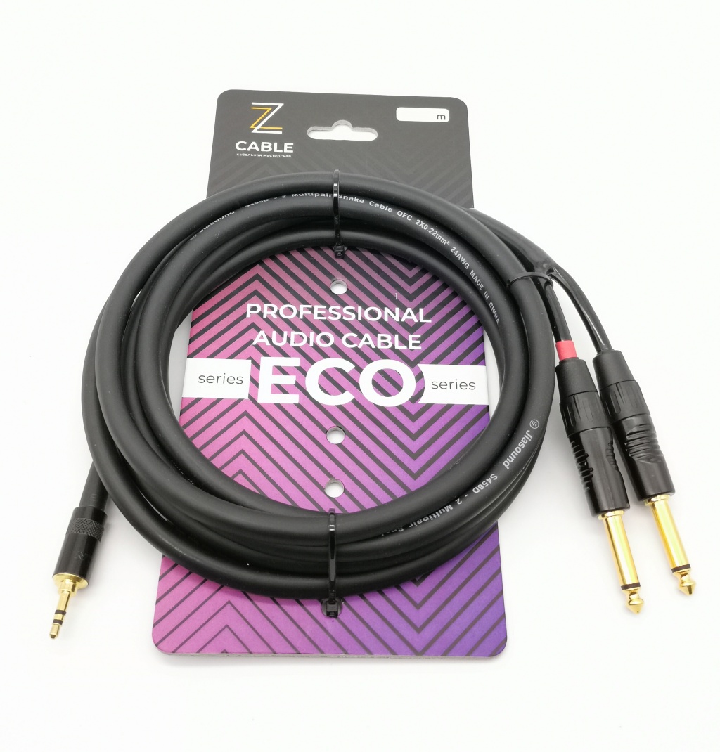 E52-3,5-2J-0900-0 Кабель аудио 3.5-2х6.3мм, 9м, ZZcable