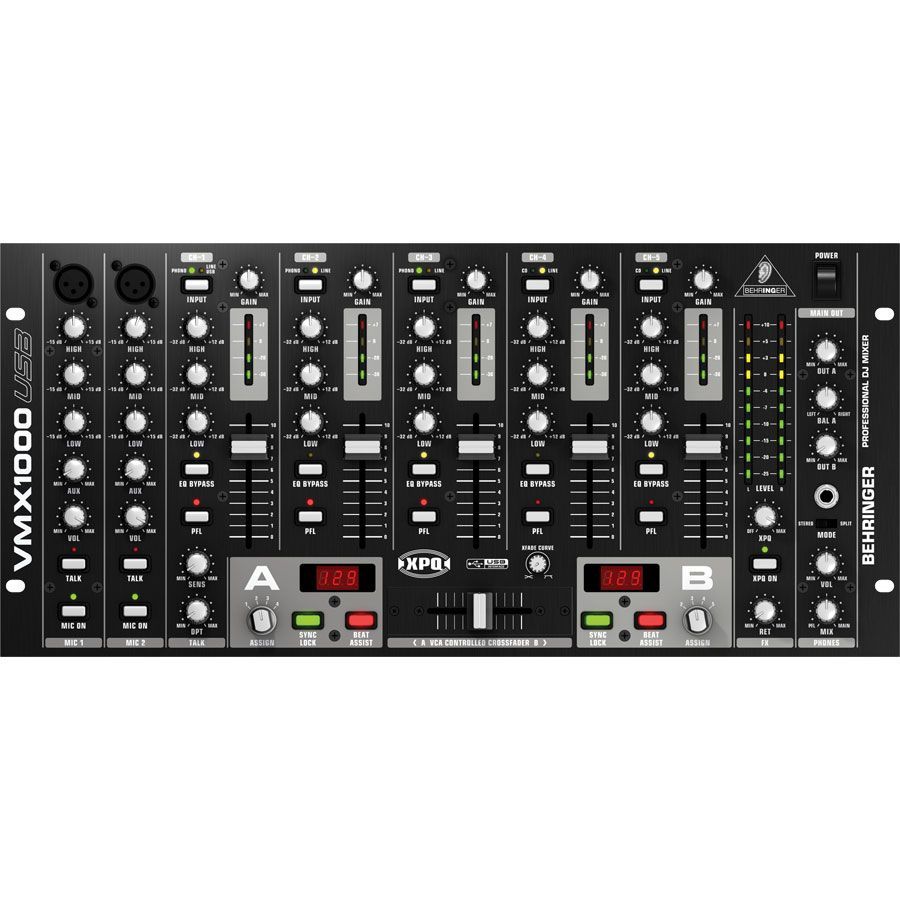 BEHRINGER VMX1000USB - микшер для DJ, 7-канальный,встроенный USB-интерфейс, МАС, РС, микр.предусил.