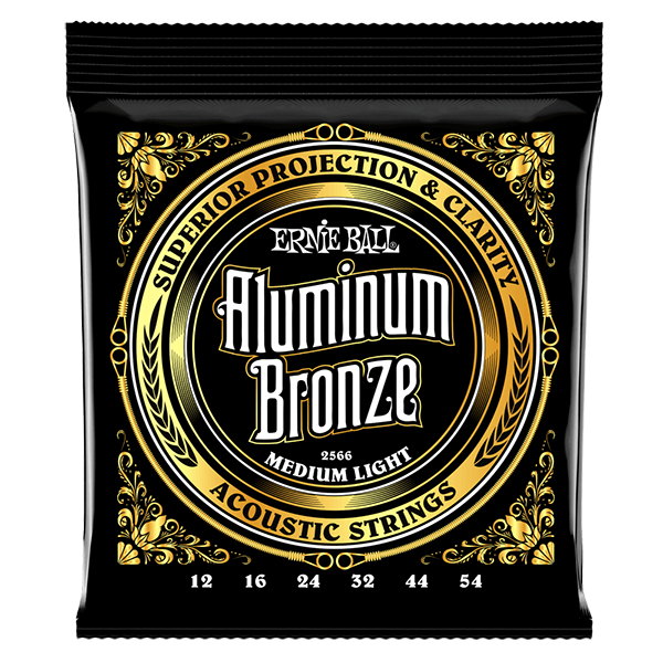 P02566 Aluminum Bronze Комплект струн для акустической гитары, алюминиевая бронза, 12-54, Ernie Ball