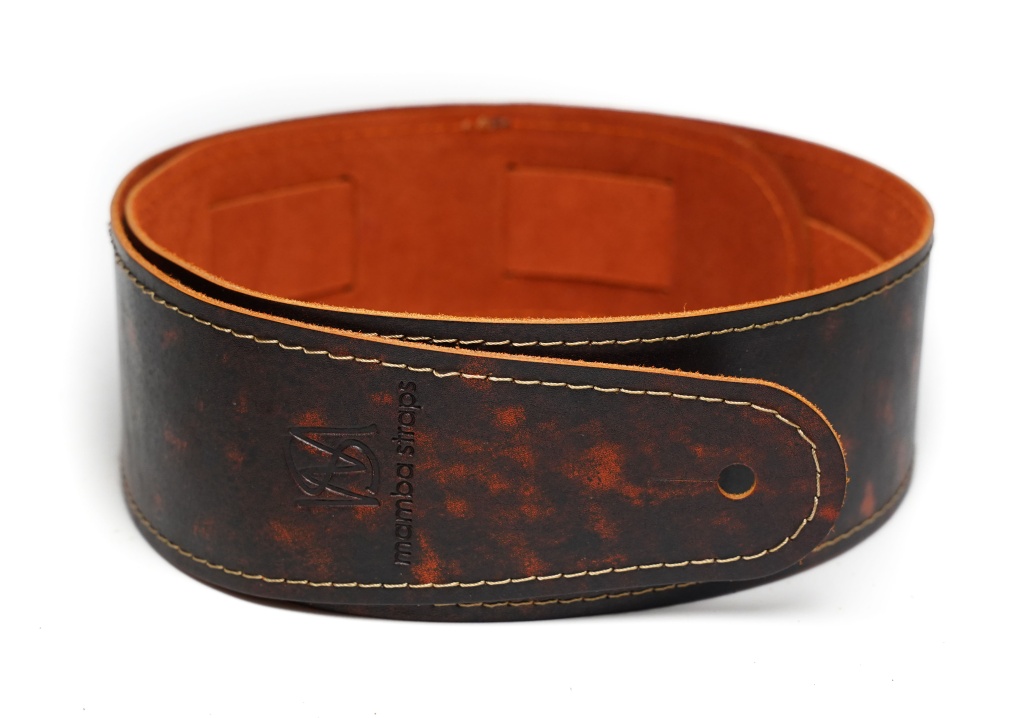 MB6061-129-1 Ремень для гитары, кожаный, рыжий лофт, Mamba straps