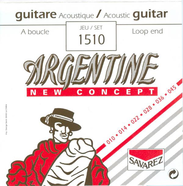 1510 Argentine Комплект струн для акустической джаз гитары, Extra Light, петля, 10-45, Savarez