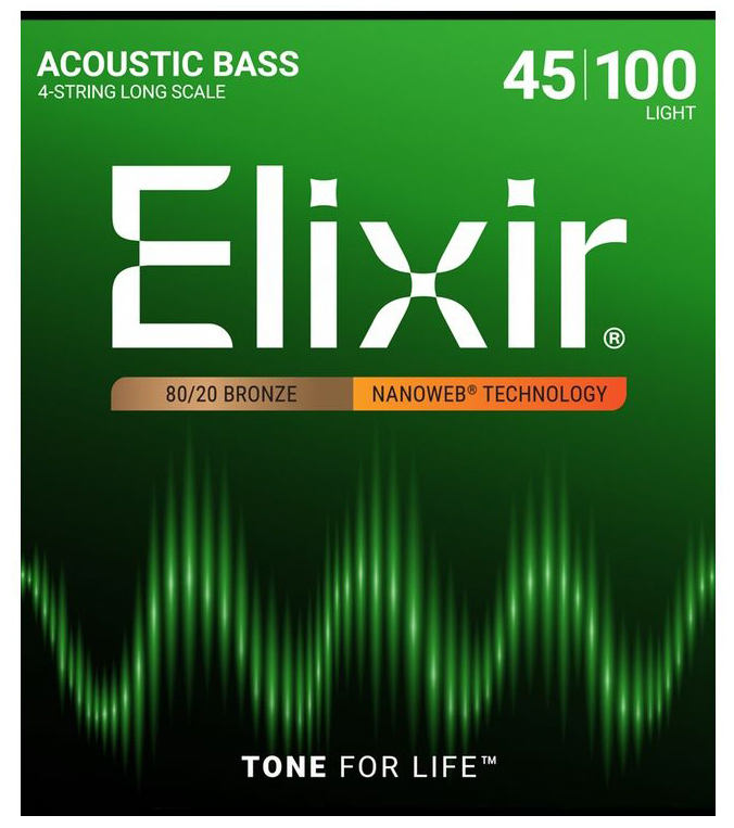14502 NANOWEB Комплект струн для акустической бас-гитары, Light, 45-100, Elixir