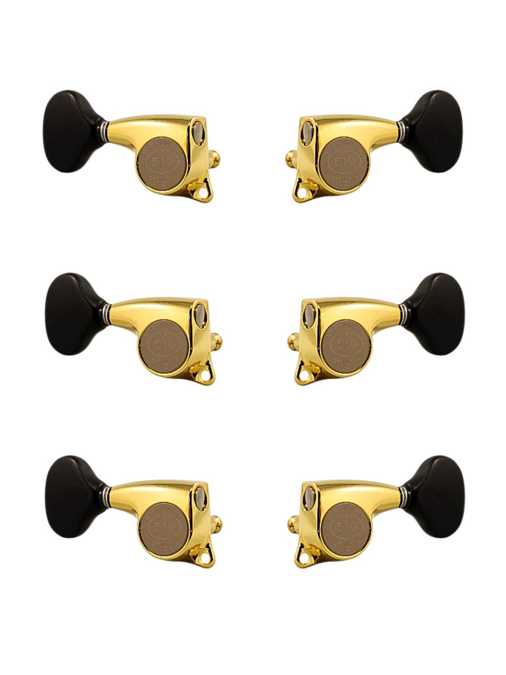 SGL510Z-BL5-GG-L3+R3 Колки для гитары 3+3, золото/черные, Gotoh