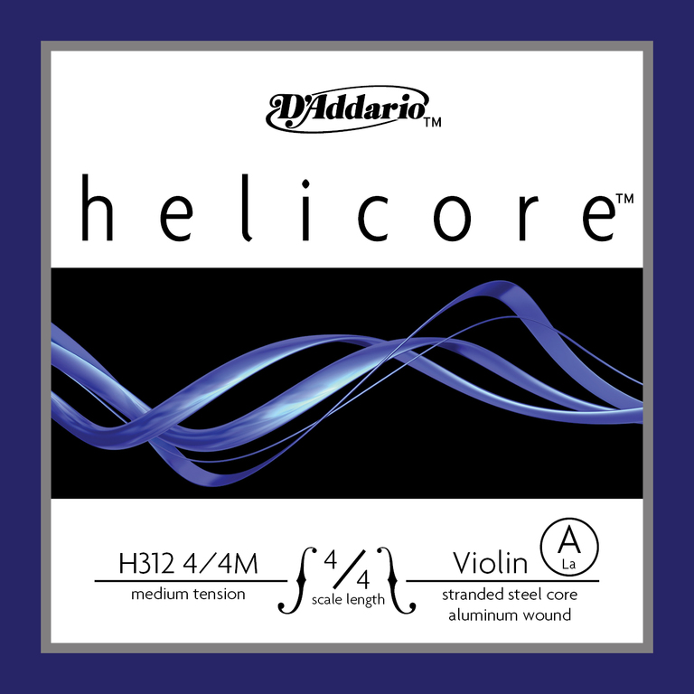 H312-4/4M Helicore Отдельная струна А/Ля для скрипки размером 4/4, среднее натяжение, D'Addario