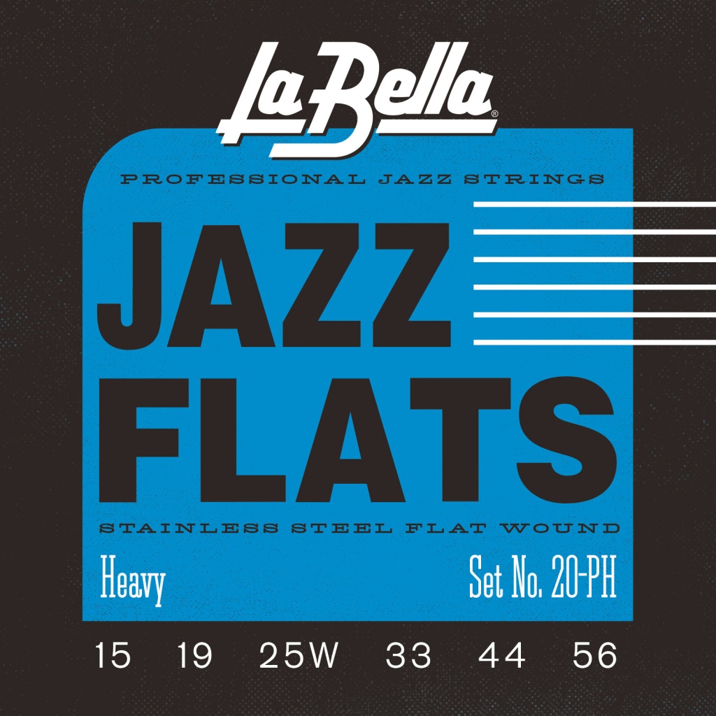 20PH Jazz Flats Комплект струн для джазовой электрогитары, никелированные, Heavy 15-56, La Bella