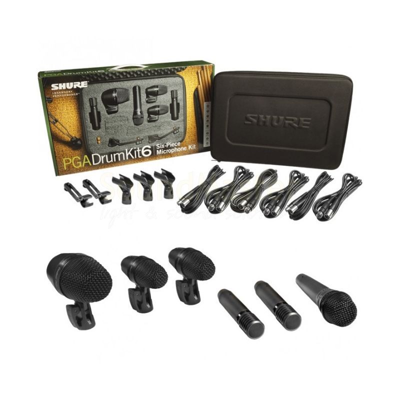 SHURE PGADRUMKIT6 - набор микрофонов для ударных, включает 1 PGA52, 2 PGA56s, 1 PGA 57 и 2 PGA81s