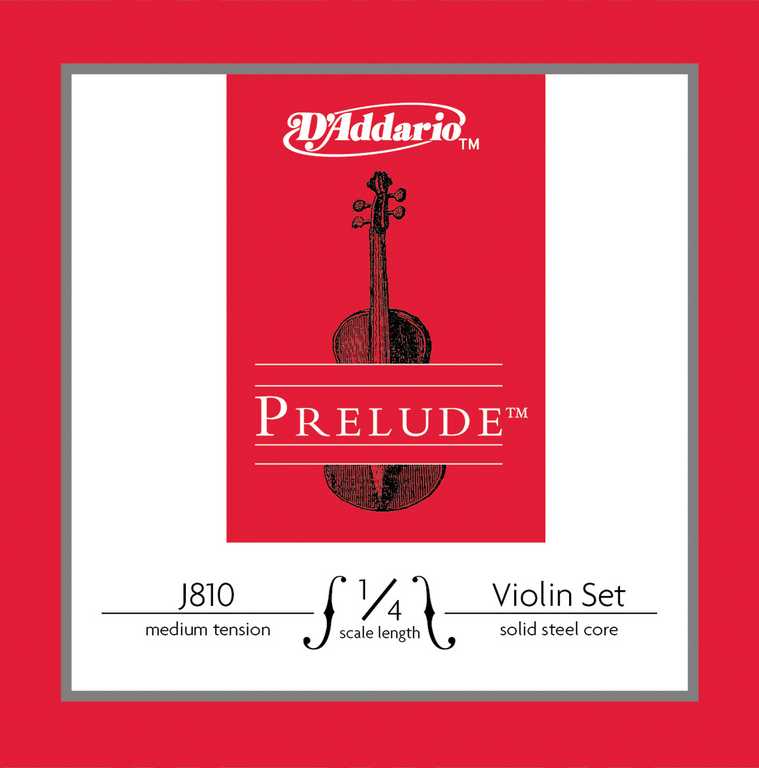 J810-1/4M-B10 Prelude Струны для скрипки размером 1/4, среднее натяжение, 10 комплектов, D'Addario