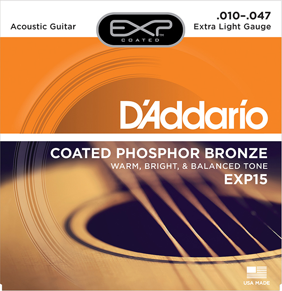 EXP15 COATED PHOSPHOR BRONZE Струны для акустической гитары Extra Light 10-47 D`Addario
