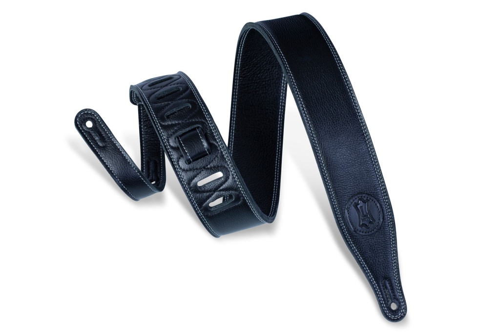 M17SS-BLK Signature Series Ремень для гитары, кожаный, черный, Levy's