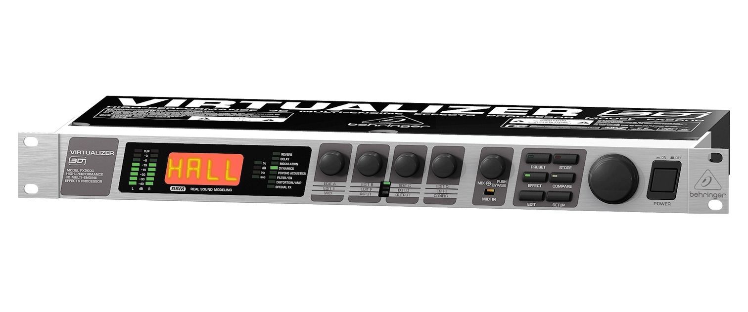 BEHRINGER FX2000 - процессор эффектов, 71 эффект (3D алгоритмы),2-полос.экв. на каждый эффект