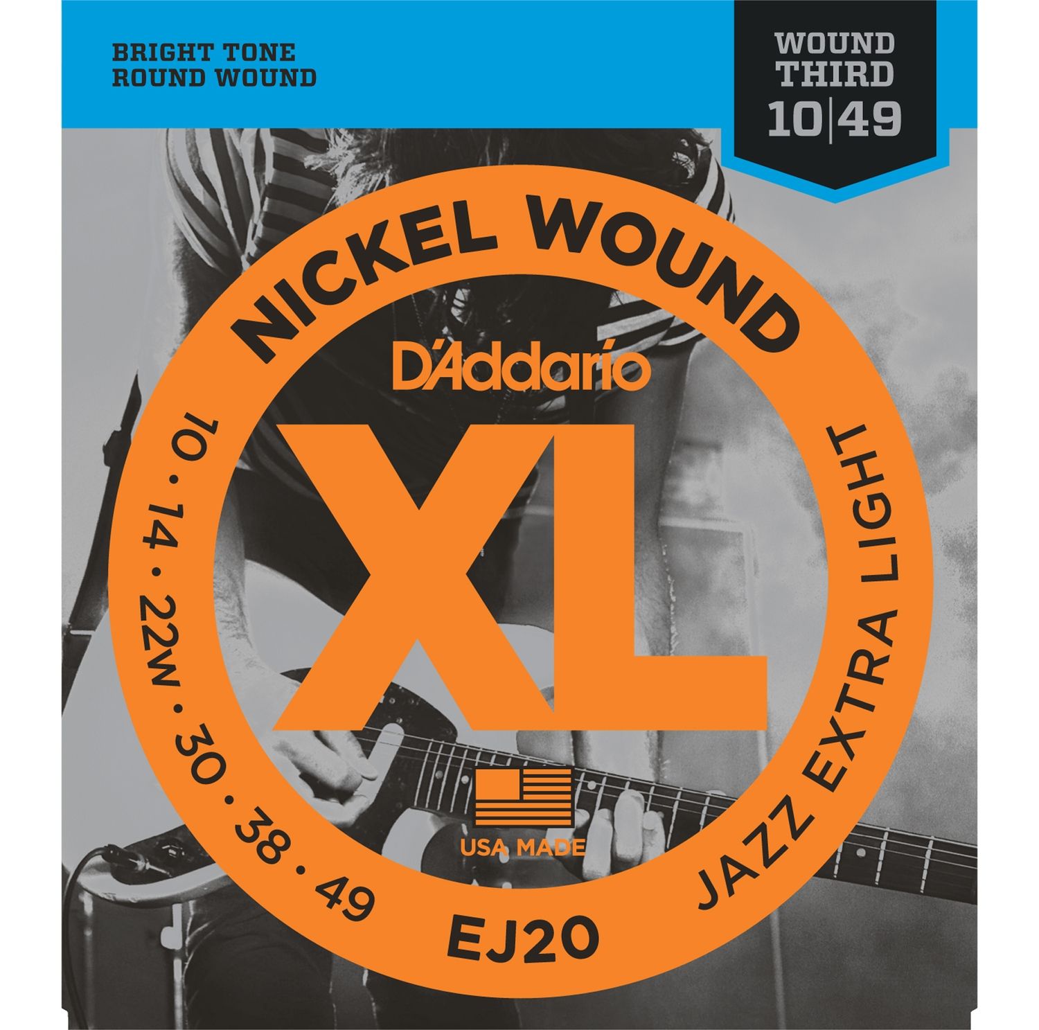 D'ADDARIO EJ20 - струны для электрогитары, Jazz Extra Light, 10-49