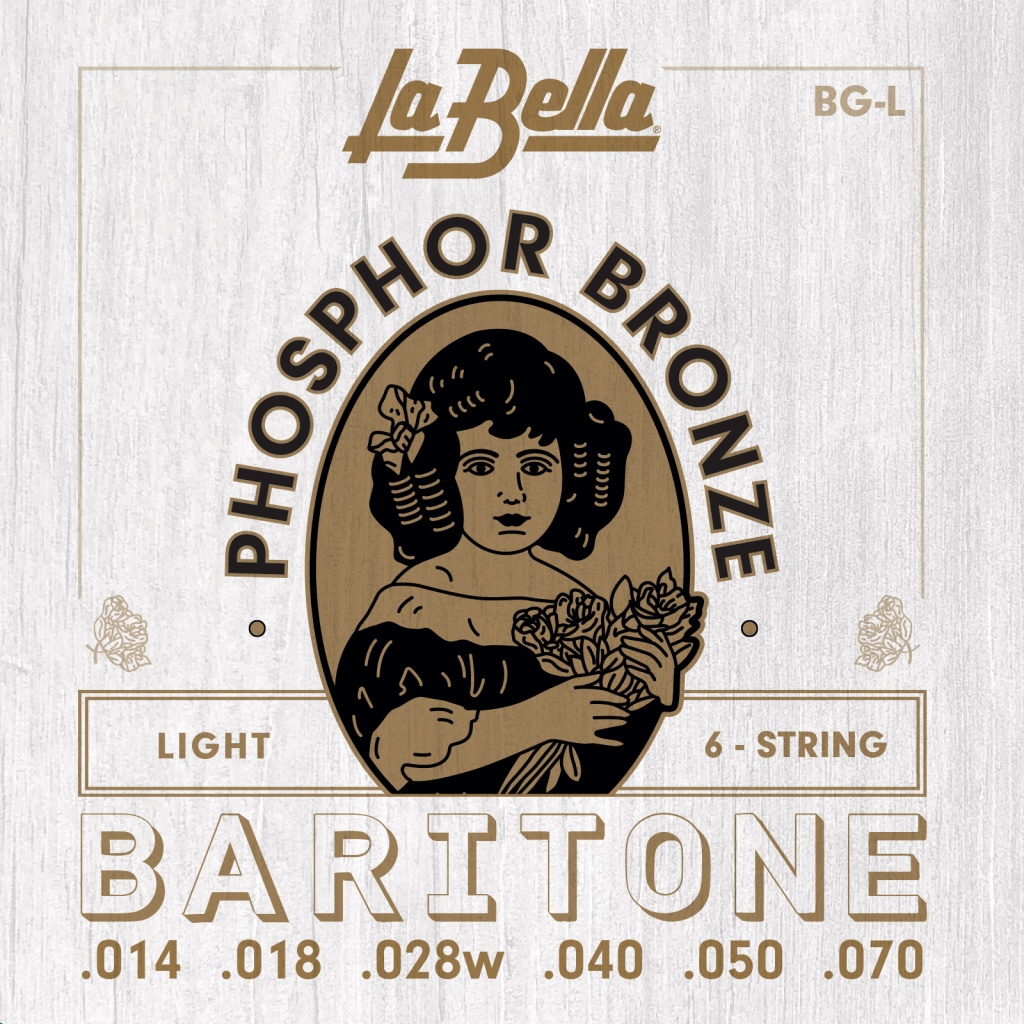 BG-L Комплект струн для гитары баритон, фосфорная бронза, 14-70, La Bella