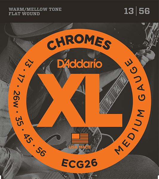 ECG26 Chromes Flat Wound Комплект струн для электрогитары, Medium, 13-56, D'Addario