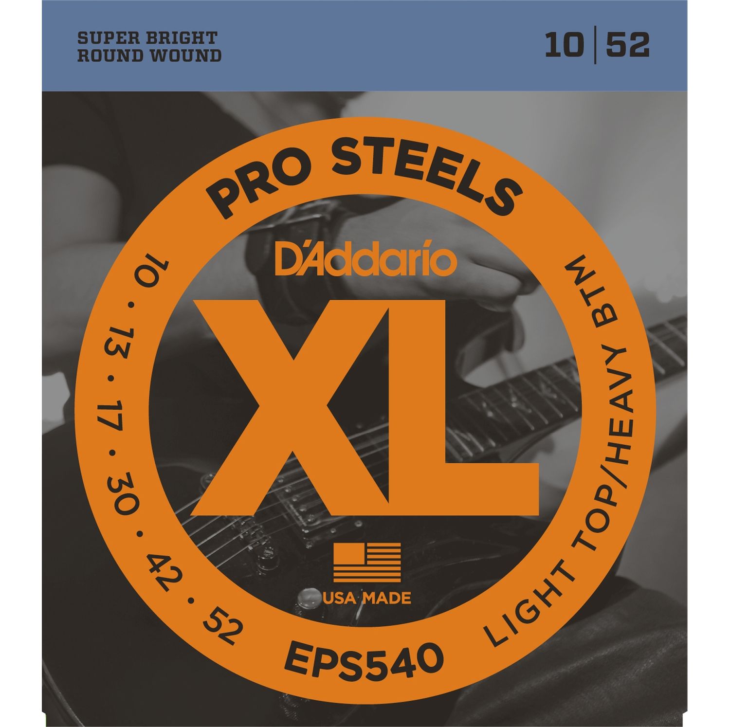 D'ADDARIO EPS540 - струны для электрогитары, ProSteels, Light Top/Heavy Bottom, 10-52