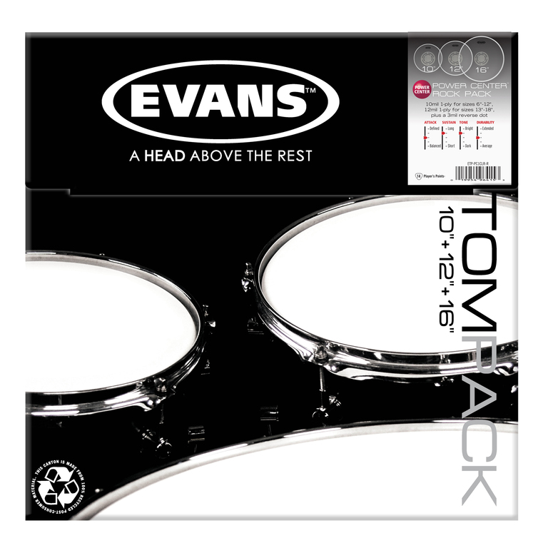 ETP-PC1CLR-R Power Center Clear Rock Набор пластика для том барабана 10''/12''/16'', Evans