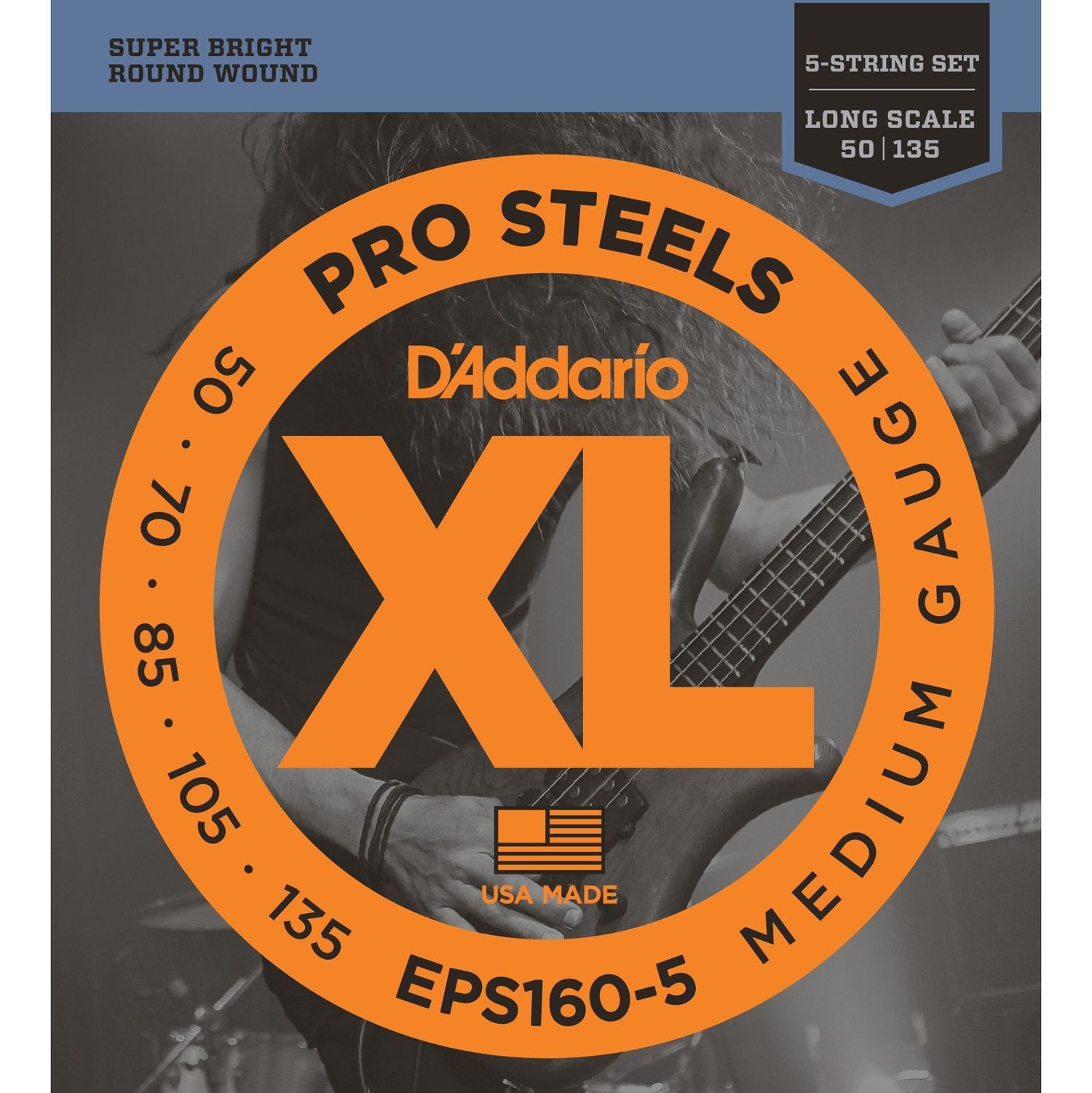 D'ADDARIO EPS160-5 - струны для БАС-гитары, 5 струн, ProSteels/Long, 50-135